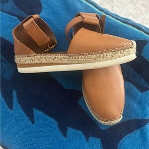 See By Chloé Tan Leather Espadrille Platform Sandals